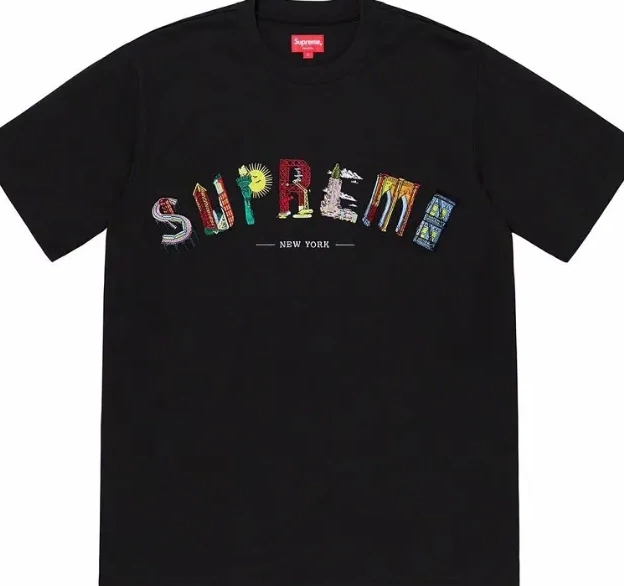 XL L and City Arc Embroidery M T-shirt Logo White Short 19SS Tee sleeved S City Arc Black Rainbow 0802